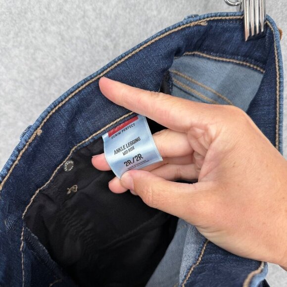 Express Womens Denim Perfect Ankle Skinny Jean Size 2 Dark Wash Center Seam NEW - Picture 9 of 15